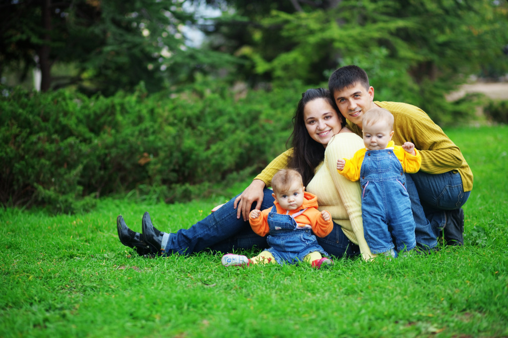 Happy parents with twins