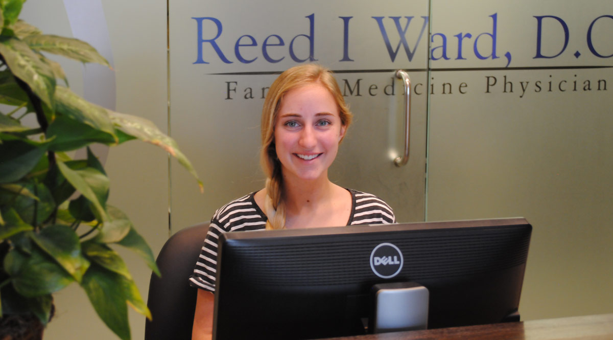 friendly receptionist at Dr Wards.